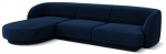 Aksominė kairinė kampinė sofa Micadoni Miley, 259 x 155 x 74, mėlyna