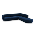 Aksominė de&scaron;ininė kampinė sofa Micadoni Miley, 252 x 220 x 74, mėlyna