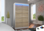 Spinta ADRK Furniture su LED ap&scaron;vietimu Benisso 120, smėlio/balta