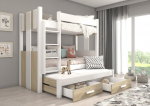 Dviauk&scaron;tė lova ADRK Furniture Artema, 80x180 cm, balta/ruda