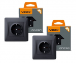 Lizdas z/a 1V, Videx Binera, juodas grafitas, IP20 (2 vnt.)