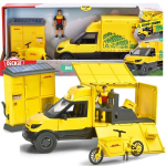 Rinkinys: DHL geltonas furgonas su figūrėle + kurjerio dviratis