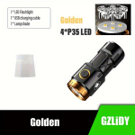 USB LED Žibintuvėlis su 4 režimais,  Auksinis