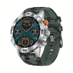 I&scaron;manusis laikrodis I&scaron;manusis laikrodis vyrams su skambučiais, Silikoninis Camo Green