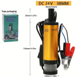 DC 12V 24V panardinamas elektrinis siurblys, dyzelinui ir vandeniui. Aluminiu korpusu 12L/min kuro siurblys., 24V 38mm auksinis