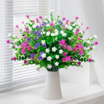 Dirbtinės gėlės dekoravimui 12 puok&scaron;čių violetinės ir baltos fuksijos 36 cm