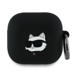 Apple AirPods 4 dėklas - Karl Lagerfeld silikono Choupette galva 3D (KLA4RUNCHK) - Juodas