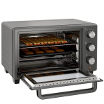 Mini krosnelė Mini orkaitė, 21 l Tosteris su 1 vieliniu grotelių rėmu ir 1 kepimo skarda, 3 kepimo režimai, 100 &deg;C&ndash;230 &deg;C, nerūdijantis plienas, stiklas, pilka spalva, Pilka