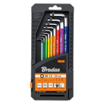 &Scaron;e&scaron;iakampių raktų su rutuline galvute rinkinys Bradas HX 1,5-10 mm, multicolour / long, 9 vnt.