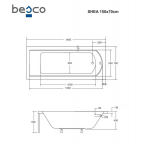 Vonia Besco Shea, 150 x 70 cm, su rifliuota juoda apdaila