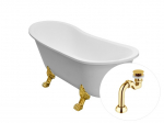 Vonia Besco Olaya 160, White+Gold, su sifonu Klik-klak Gold
