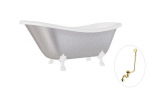 Vonia Besco Otylia Glam 170, Silver+White, su sifonu su persipylimu Klik-klak Gold