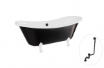 Vonia Besco Amelia B&W 190, Black/White+White, su sifonu su persipylimu Klik-klak Black