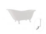 Vonia Besco Otylia 170, White+White, su sifonu su persipylimu Klik-klak Chrome