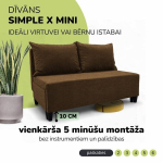 Dvivietis i&scaron;skleidžiamas sofos Simple X Mini, Podrez, rudos spalvos