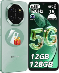Telefonas 5G Blackview SHARK 6 4/128GB SD 2TB, 6.88" 120Hz, 5000mAh Android 15 Dual SIM Face ID - Žalia