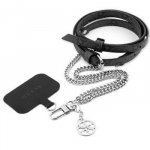 Guess 4g Chain Crossbody dirželis telefonui, juodai-sidabrinis