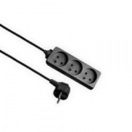 Elgotech prailgintuvas su 3 lizdais, 5m laidas, juodas