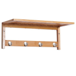 Sieninis kabykla Kabykla su kabliais Montuojama ant sienos, taupo vietą, atlaiko 5 kg svorį, 50 x 16 x 17,5 cm Natūralus medis