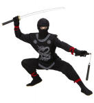 &bdquo;JUODASIS NINJA&ldquo; (paltas su rai&scaron;čiais, kelnės su rai&scaron;čiais, krūtinės &scaron;arvai, kaukė)