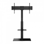 TV staliukas, pasukamas grindinis TV stovas 70x40x140 cm, reguliuojamas, stiklinė bazė