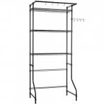 Skalbinių kambario laikymo lentyna, 86x52x196.5 cm, juoda, metalas