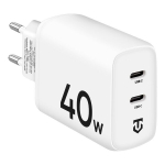 Tinklo įkroviklis Tactical Base Plug Dual 40w, 2x Usb-c, baltas