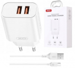 Įkroviklis 2x Usb su Usb-c kabeliu, 5v greitam dviejų telefonų įkrovimui