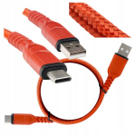 Usb-c kabel, 1m, raudonas, greitas įkrovimas, nailoninis apvalkalas