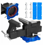 Geko stalo vice G02307 150 mm, 360&deg; sukimas, 12 kg, ketaus, 4 tvirtinimo varžtai, kieti, briaunoti žandikauliai, anvil