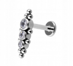 Titano labret su baltais cirkoniais, 1.2/8 mm