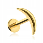 Auksinis titano labret auskaras su mėnuliu helix, lobe, conch 1,2/8