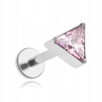 Titano labret auskaras su rožiniu trikampiu, 1.2/6 mm