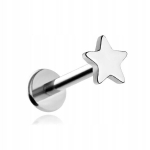 Titano labret auskaras su žvaigždute, sidabrinis, helix, lobe