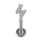 Titano labret su žaibu, sidabro spalvos, 1.2/6 mm