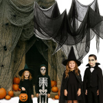 Juodas Halloween'o tinklas dekoracijoms 0.72 x 9.8 m