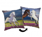 Pagalvėlė Horse 02 &ndash; mink&scaron;ta dekoratyvinė pagalvėlė su žirgo motyvu, 40x40 cm