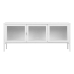 TV stalas - HOUSE NORDIC - KUBIX - Baltas metalas - 3 stiklinių durų - 130x40x55 cm