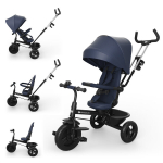 Daugiapakopis triratukas Kinderkraft Aston 2 Plus, mėlynas
