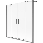 Vonios sienelė Mexen Velar Duo, 140 x 150 cm, Brushed gun gray/matinis stiklas