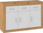 Komoda Meblocross Verin VRN-10 3 durys 3 stalčiai ąžuolas Artisan/balta