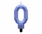 Dekoratyvinė žvakutė "0" deimanto formos, tamsiai mėlyna, 7.6 cm