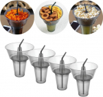Daugkartinio naudojimo kelioniniai puodeliai gėrimams ir užkandžiams Stack n Sip Snack Cups Eynel, 4 vnt.