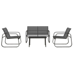 Garteno komplektas 4 vnt, 1 dvivietė sofa, 2 kėdės, 1 staliukas, juodas
