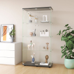 Stiklinė Vitrina su 2 stiklinėmis durelėmis, 164 x 80 x 36 cm, juoda