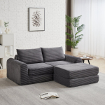 Dvivietė sofa-lova, veliūrinė, su pufu, 2 vnt