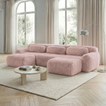 Modulinė U formos sofa, pliu&scaron;inis audinys, be surinkimo, su pagalvėmis, 1 vnt