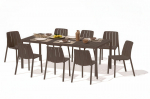 9-ių dalių lauko baldų komplektas Tiberina Bistrot/Tevere, stalas 147-211 cm, Terra