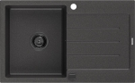 Mexen Bruno granitinis vienos kameros plautuvė su nusausintuvu 795 x 495 mm, juoda dėmėta, juodas sifonas - 6513791010-76-B, 795 x 495 x 200 mm
