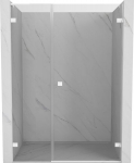 Mexen Lunar-B L de&scaron;inės pusės du&scaron;o durys 120 cm, permatomos, baltos - 832SL-120-050-20-00-P